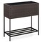 2-in-1 Raised Garden Bed with Storage Shelf 28" Brown PE Rattan Planter with Drain Holes